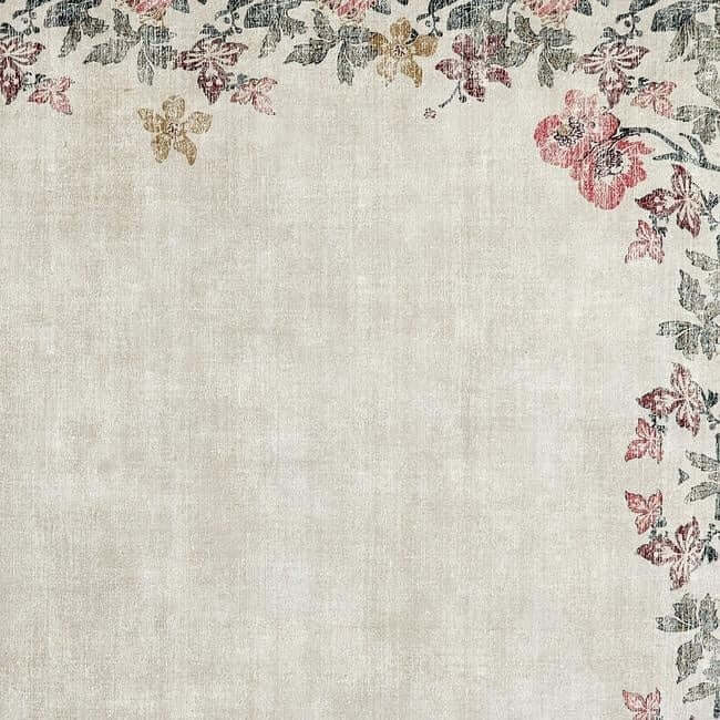 The Rugs Eco-Washable Cream Rug with Floral Border Design