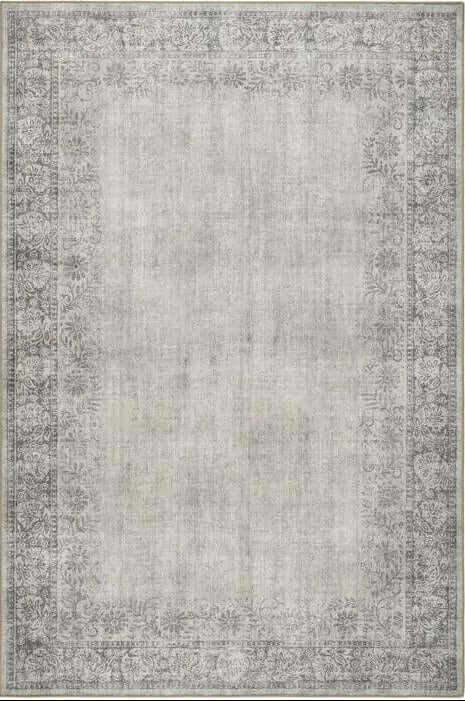 The Rugs Eco-Washable Grey Rug with Elegant Bordered Design
