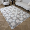 Modern Checkered Brown Cream Rug