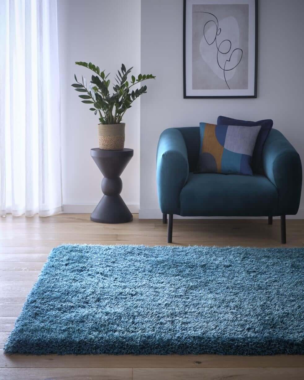 Plush Dark Teal Shaggy Rug | Modern Comfort | The Rugs