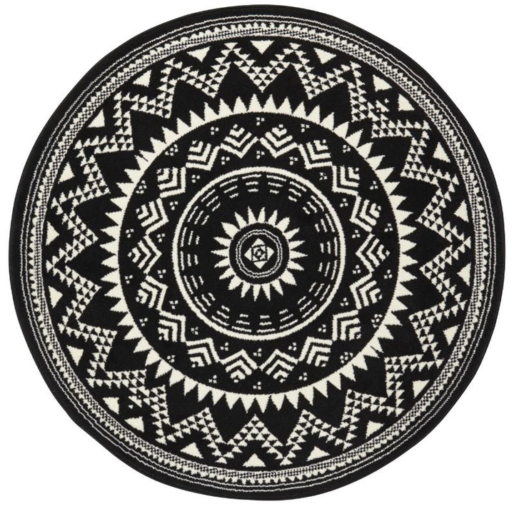 Round Mandala Rug – Soft Velour Design