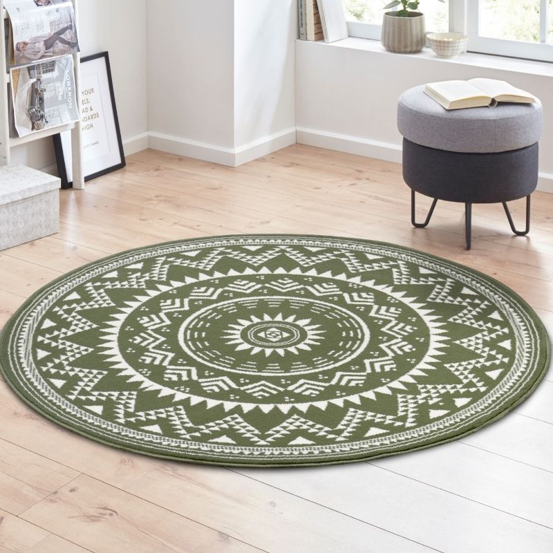 Round Mandala Rug – Soft Velour Design