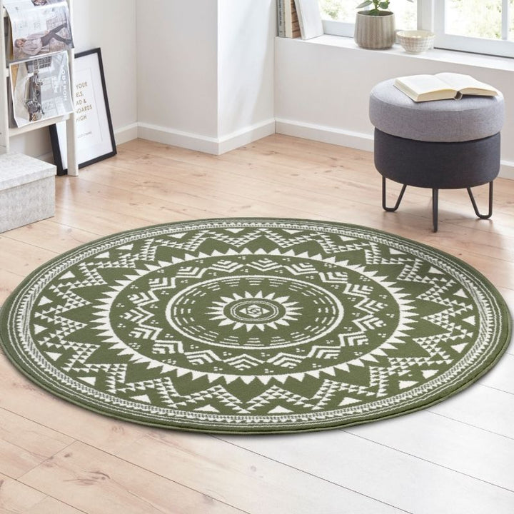 Round Mandala Rug – Soft Velour Design
