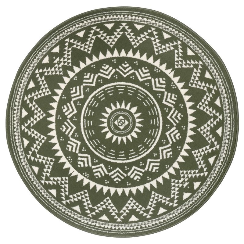 Round Mandala Rug – Soft Velour Design
