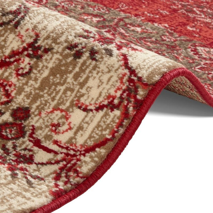 Classic Patchwork Velour Rug – Red & Green