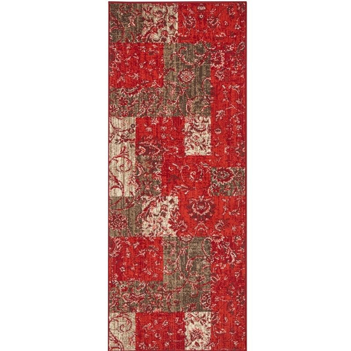 Classic Patchwork Velour Rug – Red & Green