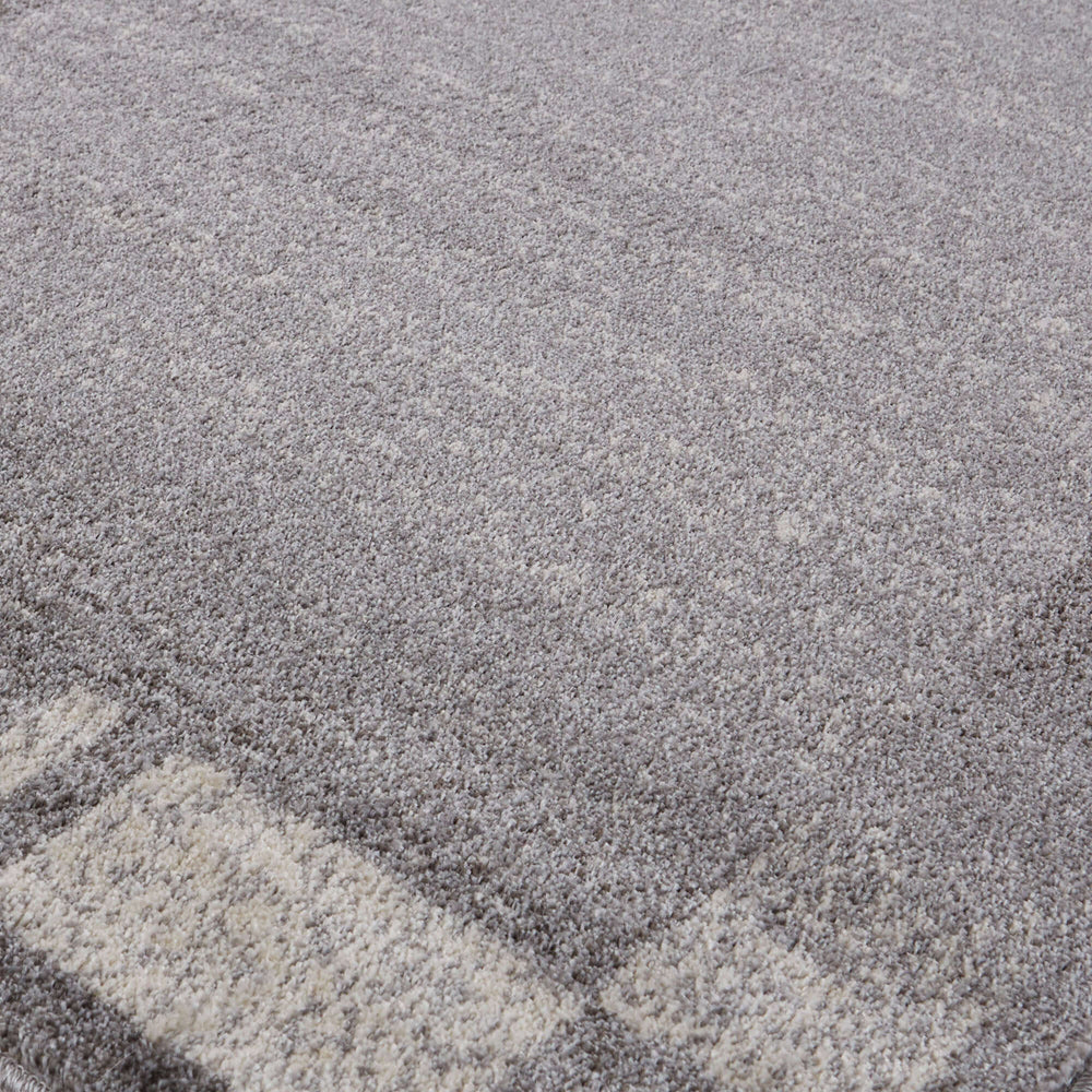 Modern Living Room Rug Bordered Grey Cream | The Rugs