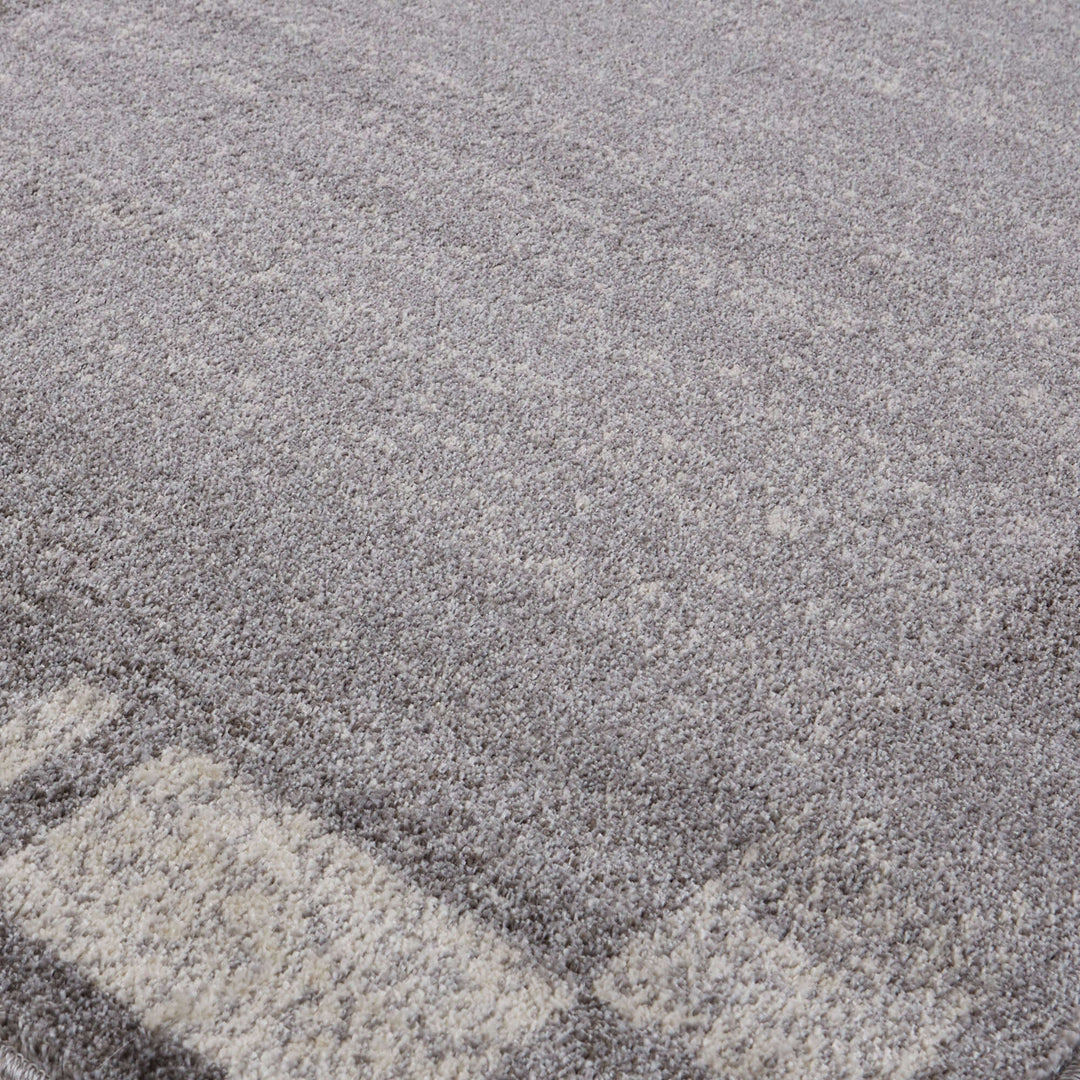 Modern Living Room Rug Bordered Grey Cream | The Rugs