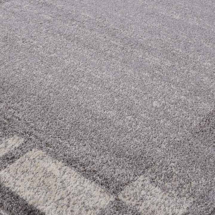 Modern Living Room Rug Bordered Grey Cream | The Rugs