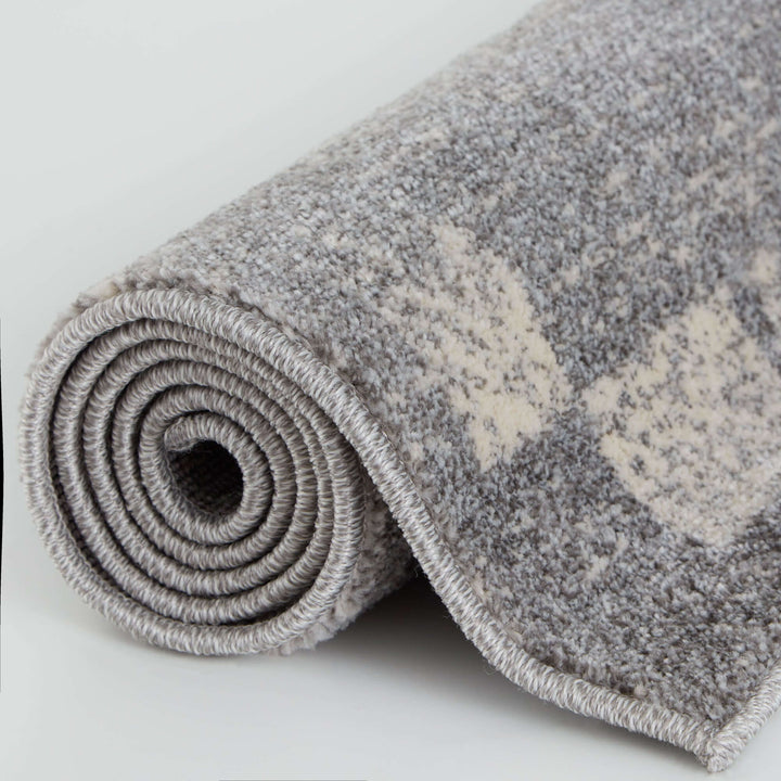 Modern Living Room Rug Bordered Grey Cream | The Rugs