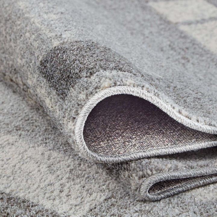 Modern Living Room Rug Bordered Grey Cream | The Rugs