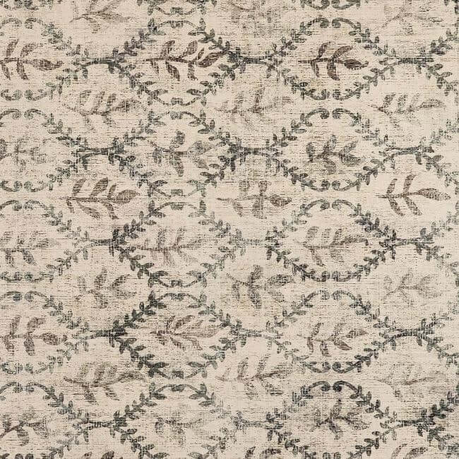 The Rugs Eco-Washable Cream Rug with Botanicals Design