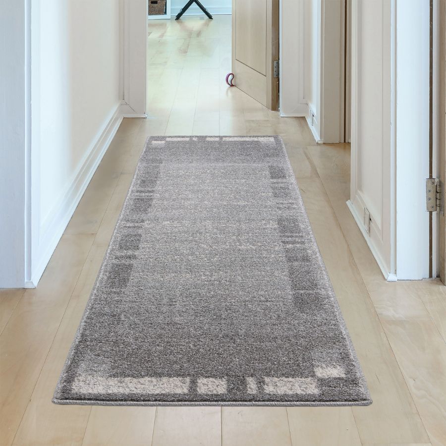 Modern Living Room Rug Bordered Grey Cream | The Rugs
