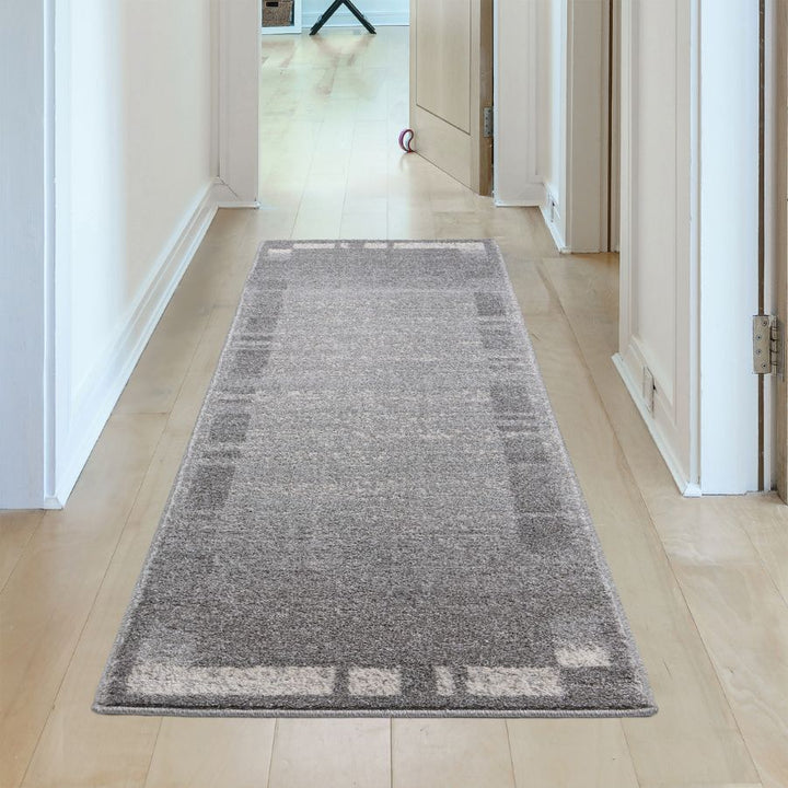Modern Living Room Rug Bordered Grey Cream | The Rugs