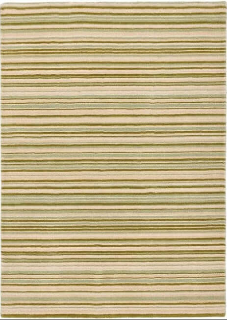 The Rugs Hand Made Striped Design Wool Rug | Green & Beige