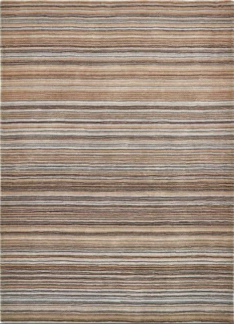 The Rugs Hand Made Striped Design Wool Rug | Green & Beige