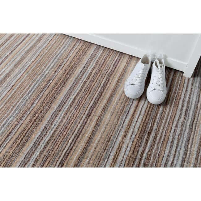 The Rugs Hand Made Striped Design Wool Rug | Green & Beige