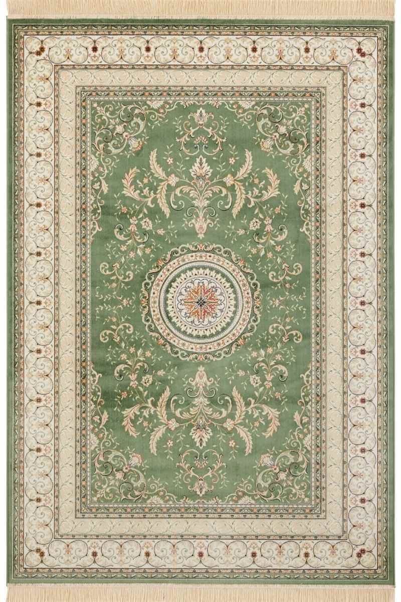 The Rugs Oriental Velvet Fringed Antik Negar Green Rug