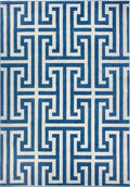 Greek Key Blue Rug Geometric Design