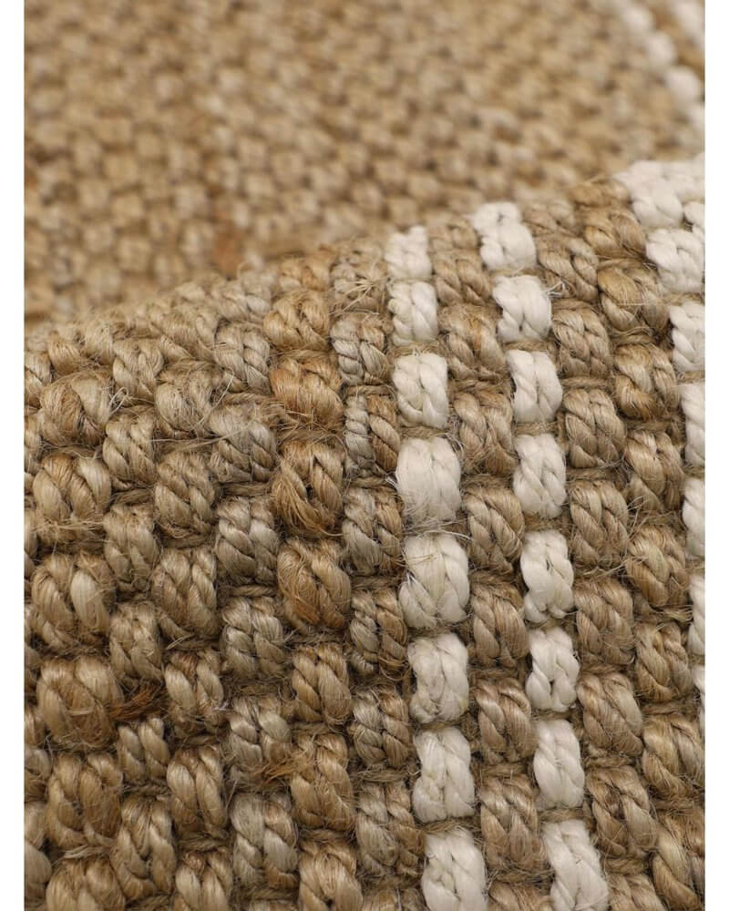 Jute Check Natural Rug Striped & Geometric Handwoven