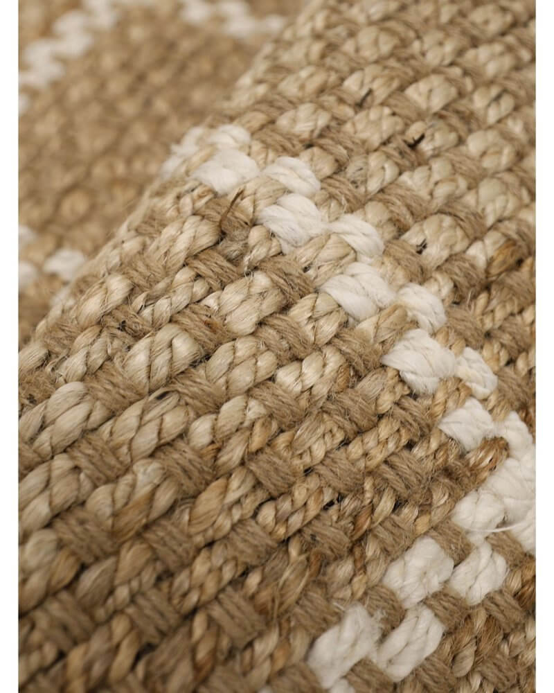 Jute Check Natural Rug Striped & Geometric Handwoven