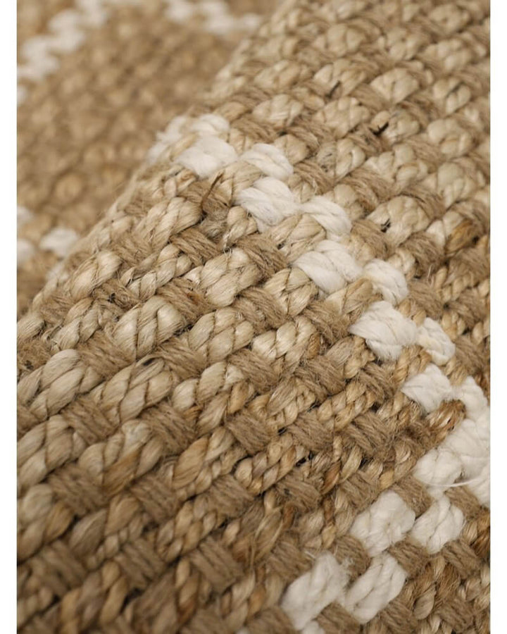 Jute Check Natural Rug Striped & Geometric Handwoven