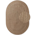 Braided Jute Rug Oval Rangpur Natural Grey Brown