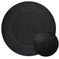 Braided Jute Rug Round Rangpur Black