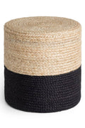 Jutta Natural Jute Black Pouffe