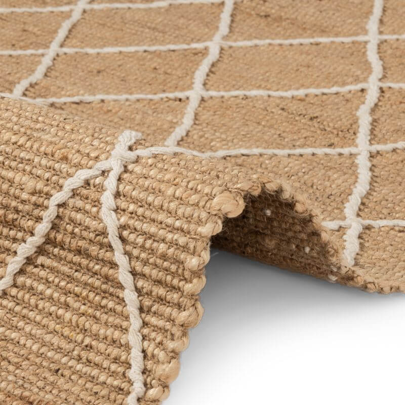 Jute Rug Kunu Natural Handwoven Diamond Design