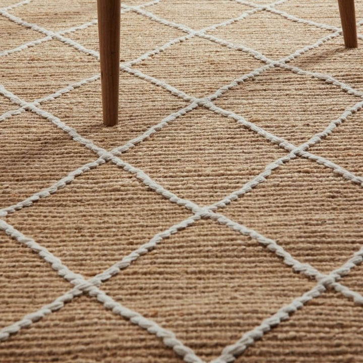 Jute Rug Kunu Natural Handwoven Diamond Design
