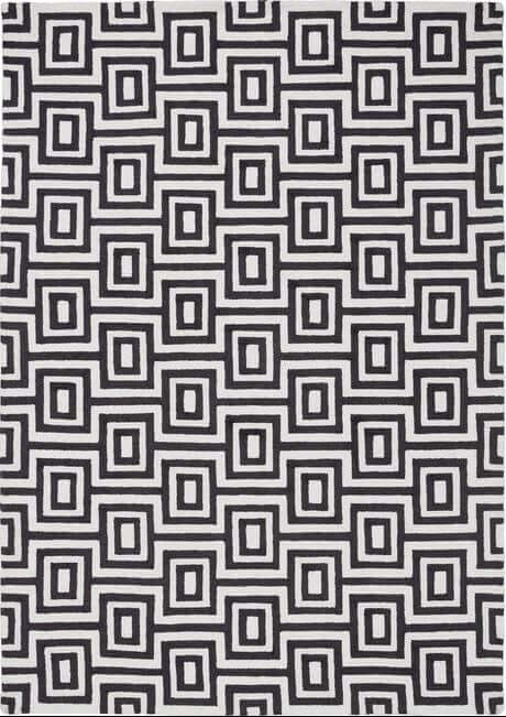 The Rugs Geometric Design Labyrinth Wool Rug - Black & Ivory