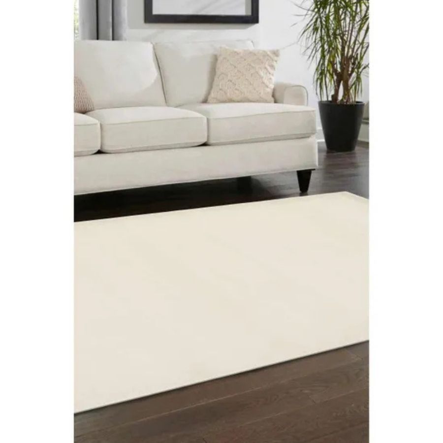Solid Design Living Room Rug in Ivory – The Rugs