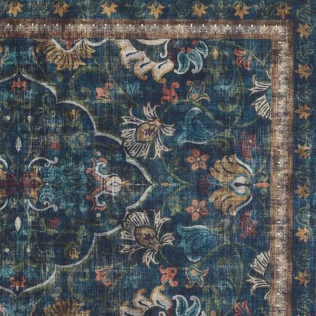 The Rugs Eco-Washable Blue Vintage Rug | Machine Washable