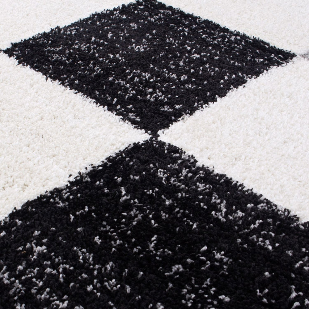 Geometric Design Thick Shaggy Area Rugs Grey