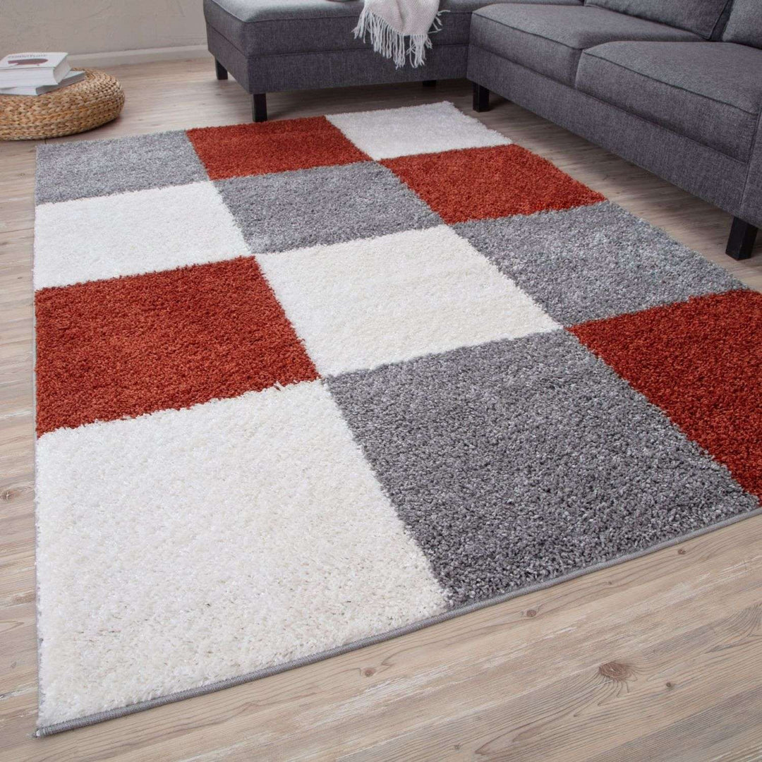 Geometric Design Thick Shaggy Area Rugs Terra