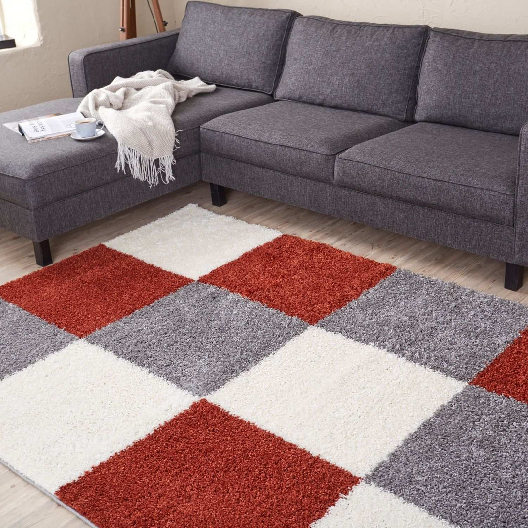 Geometric Design Thick Shaggy Area Rugs Terra