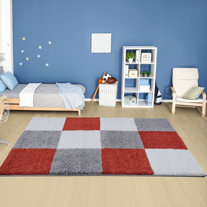 Geometric Design Thick Shaggy Area Rugs Terra