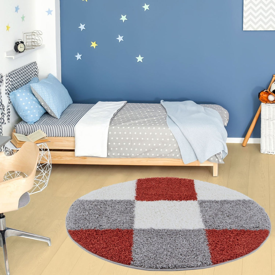 Geometric Design Thick Shaggy Area Rugs Terra