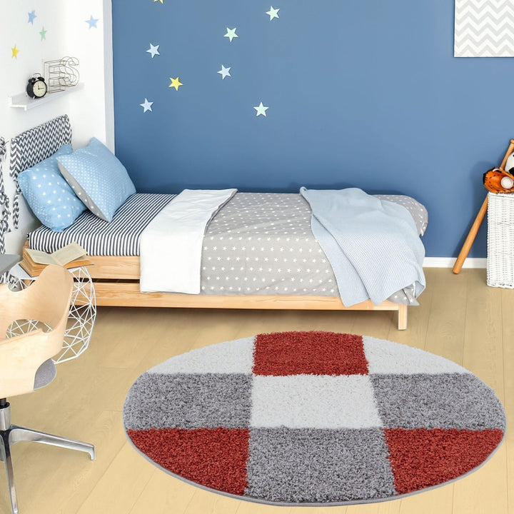 Geometric Design Thick Shaggy Area Rugs Terra