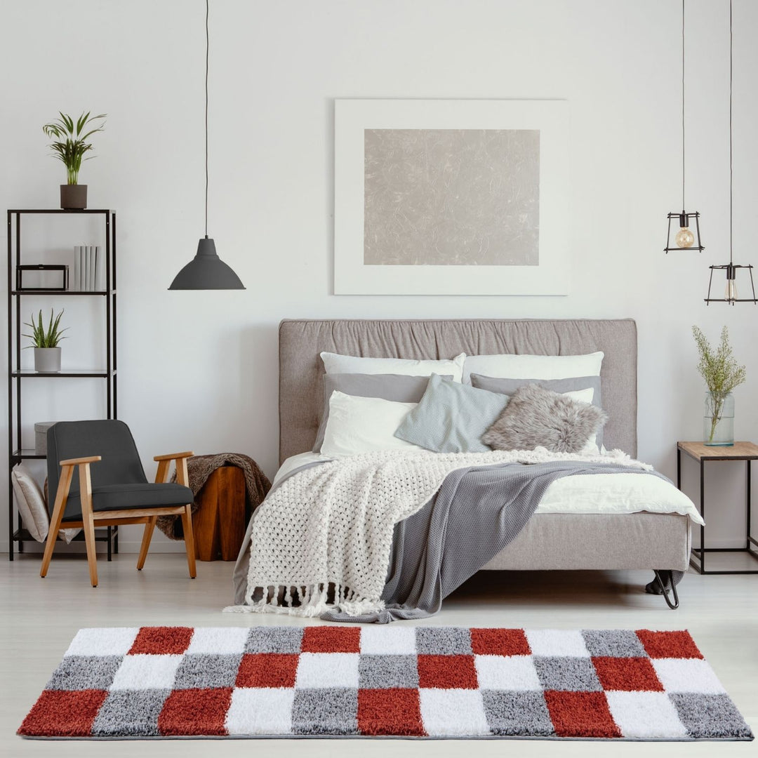 Geometric Design Thick Shaggy Area Rugs Terra