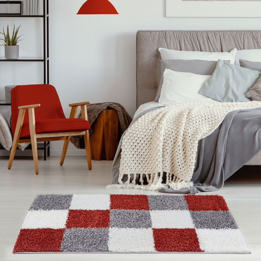 Geometric Design Thick Shaggy Area Rugs Terra