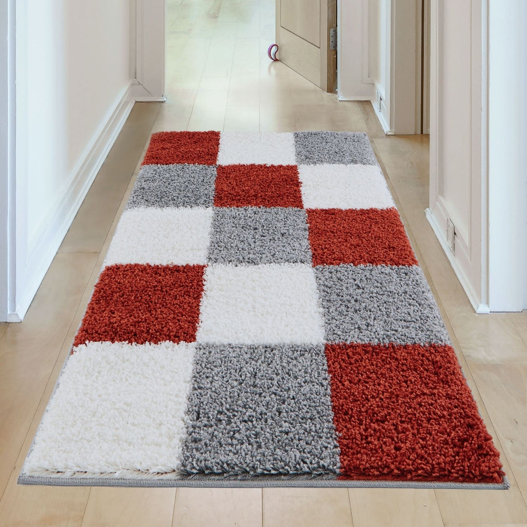 Geometric Design Thick Shaggy Area Rugs Terra
