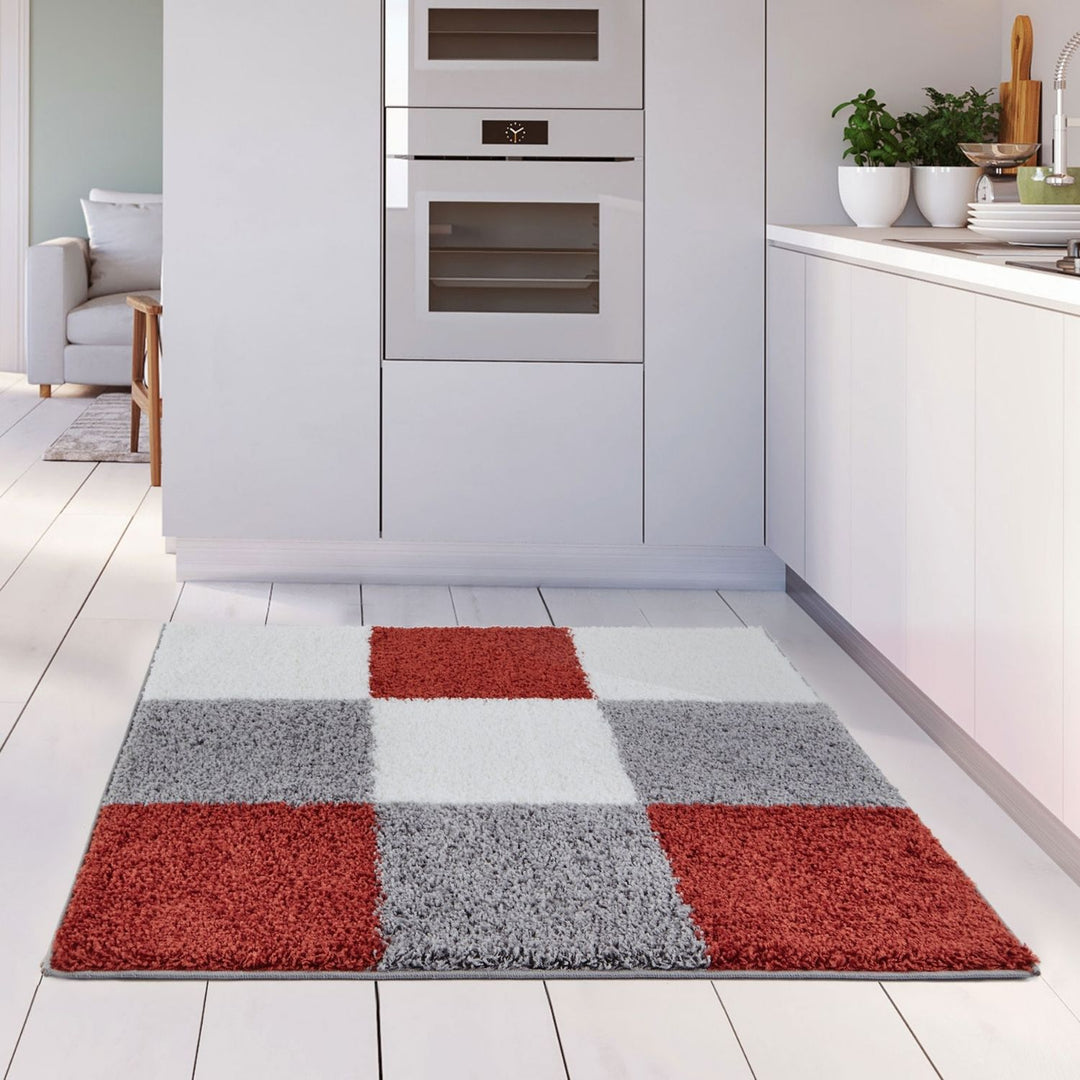 Geometric Design Thick Shaggy Area Rugs Terra