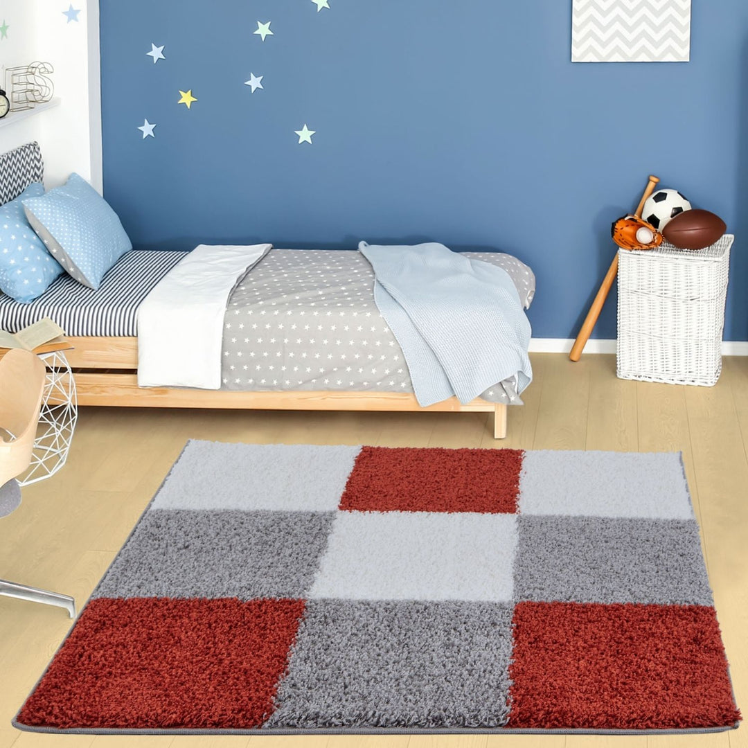 Geometric Design Thick Shaggy Area Rugs Terra