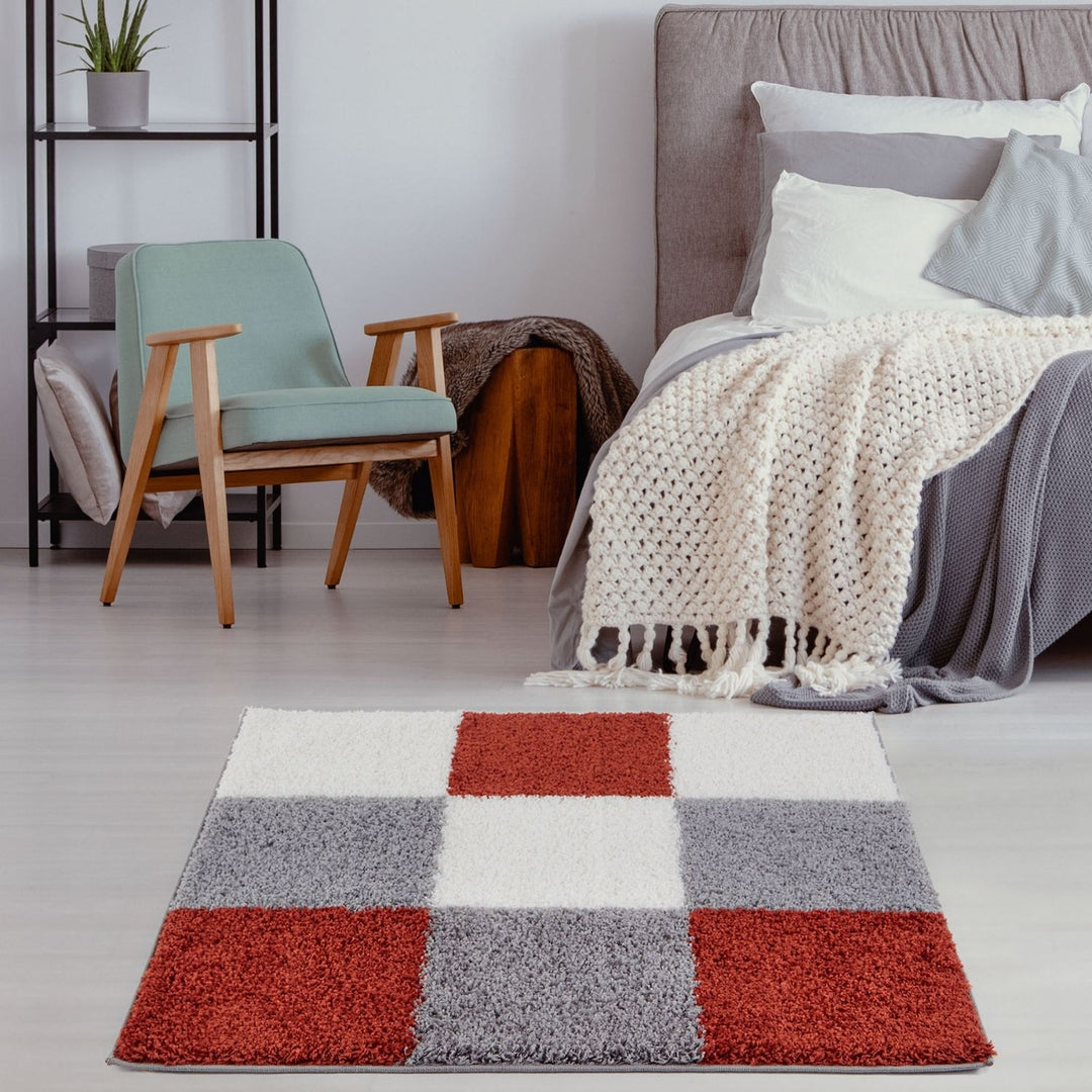 Geometric Design Thick Shaggy Area Rugs Terra