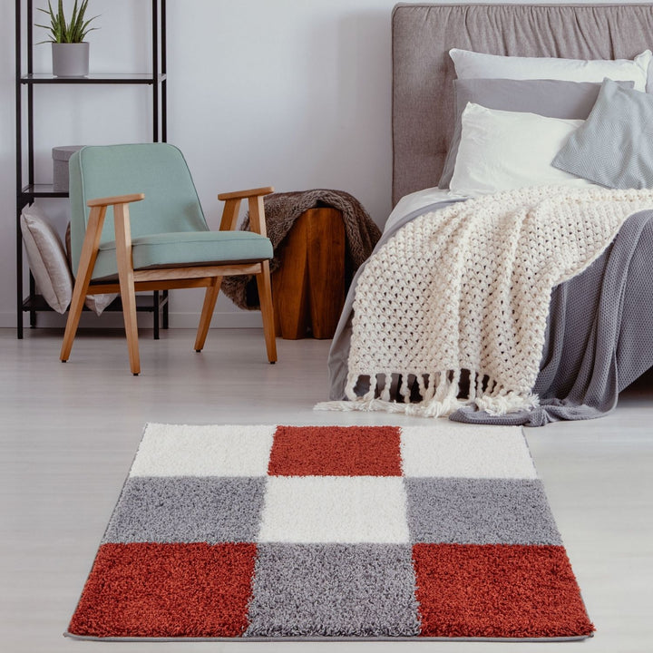 Geometric Design Thick Shaggy Area Rugs Terra