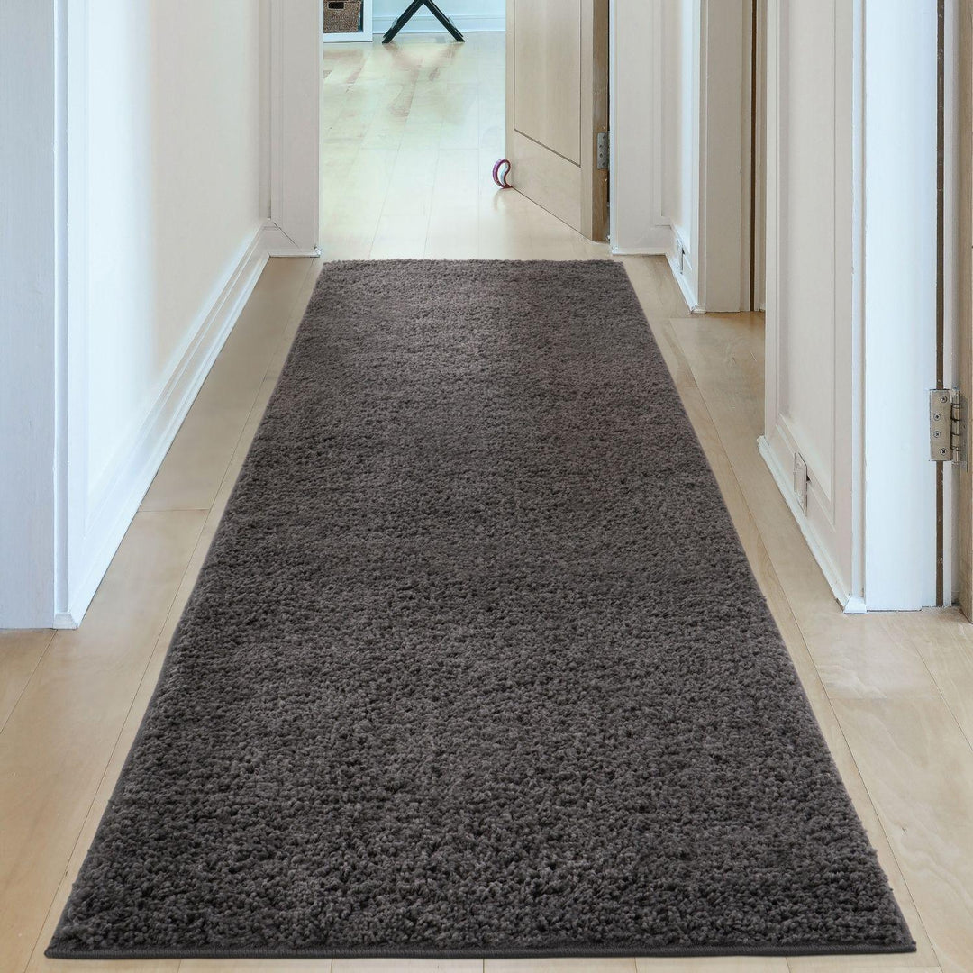 Dark Grey Shaggy Rug High quality Plain Design