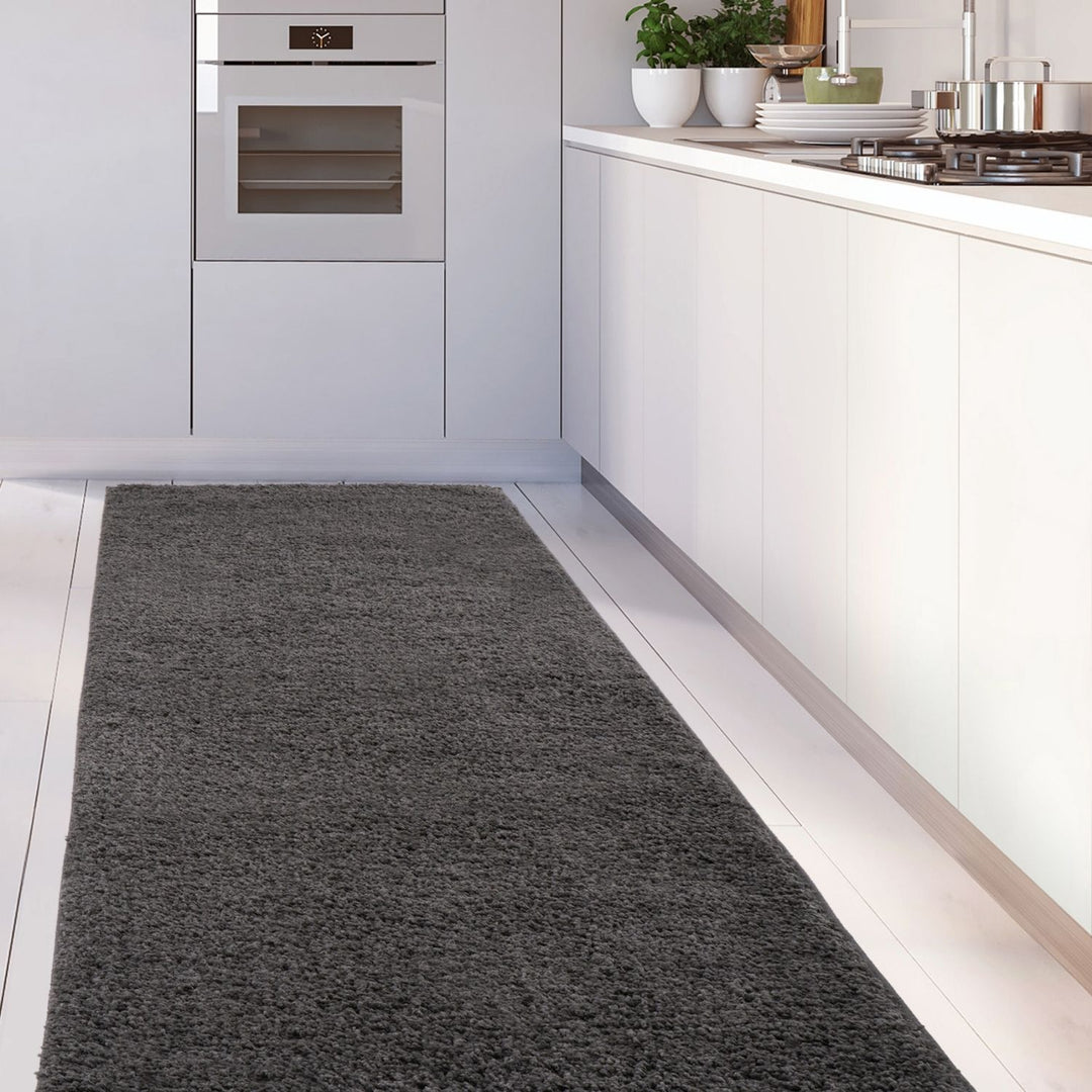 Dark Grey Shaggy Rug High quality Plain Design