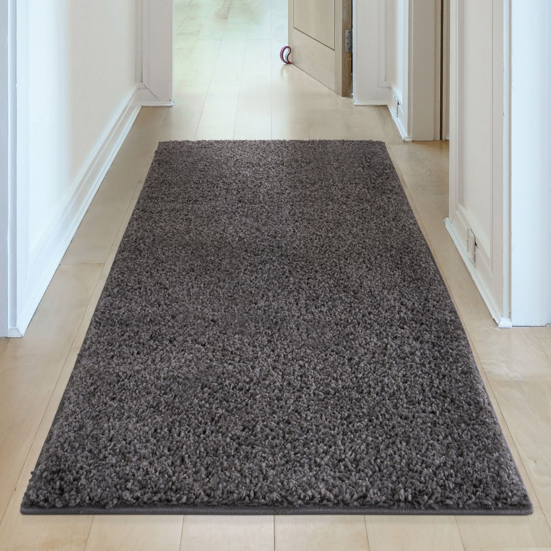 Dark Grey Shaggy Rug High quality Plain Design